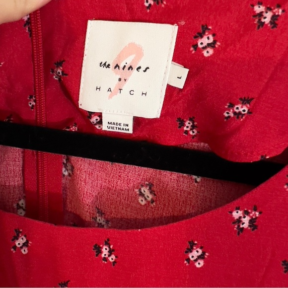 The Nines By Hatch Long Sleeve Crepe Maternity Dress Red Floral Print Size L - Picture 5 of 5